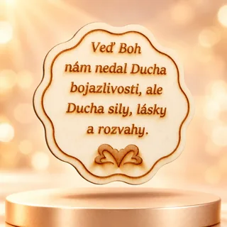 Magnetka Duch sily, lásky a rozvahy – drevená magnetka s textom